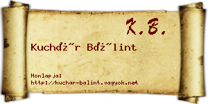 Kuchár Bálint névjegykártya